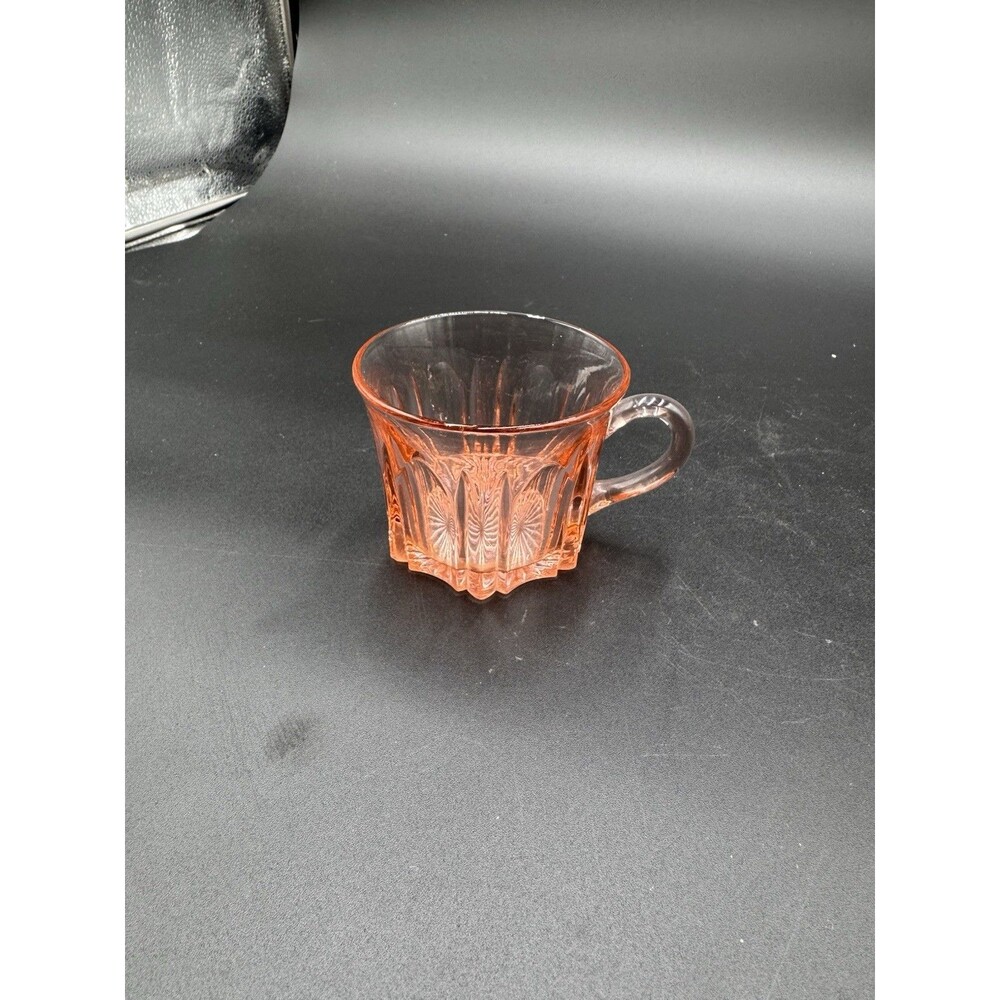 Vintage Pink Depression Glass Teacup Knife & Fork Pattern
